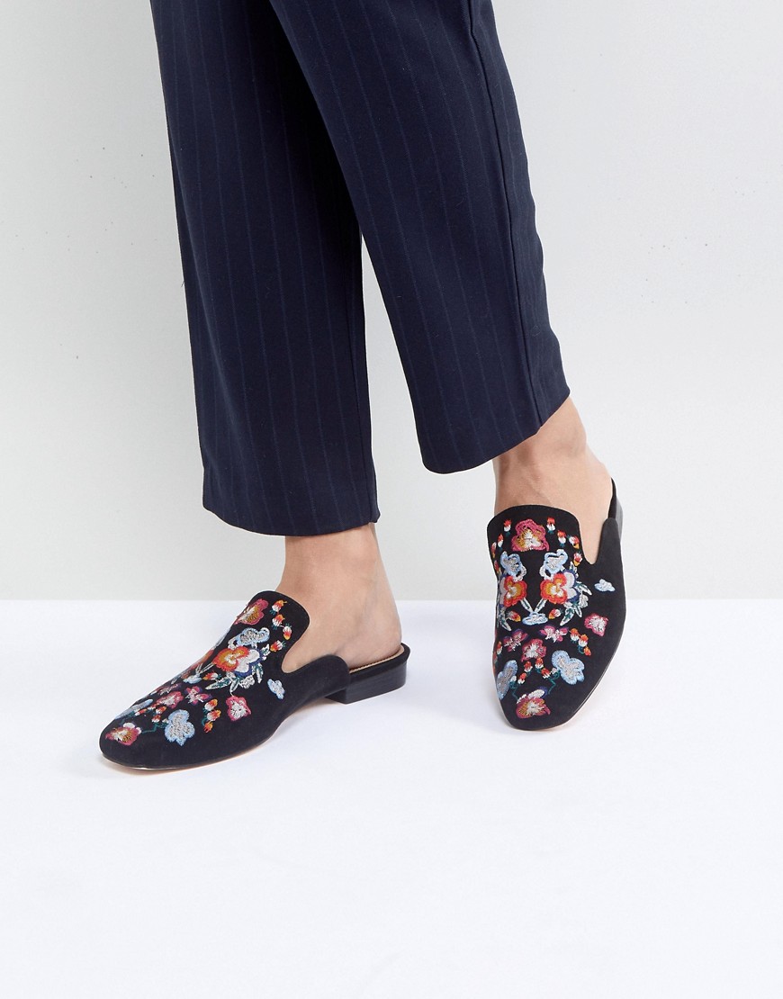 Forever New Embroidered Mules - Black