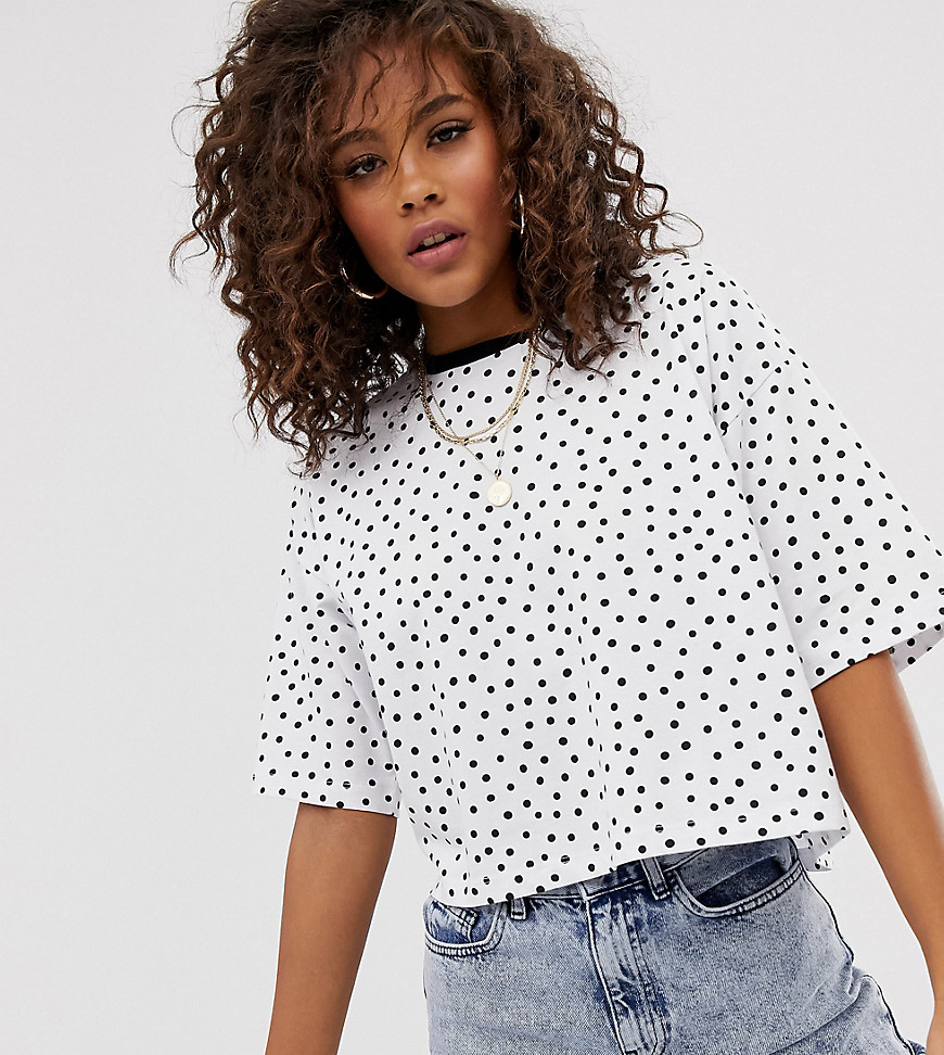 ASOS DESIGN Tall cropped t-shirt with drawn mono spot