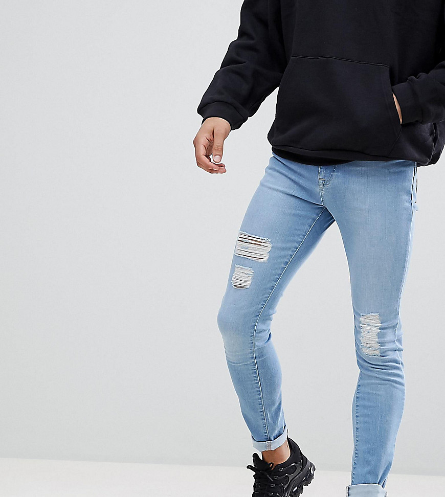 Brooklyn Supply Co ripped light wash hunter spray on jeans with distressing