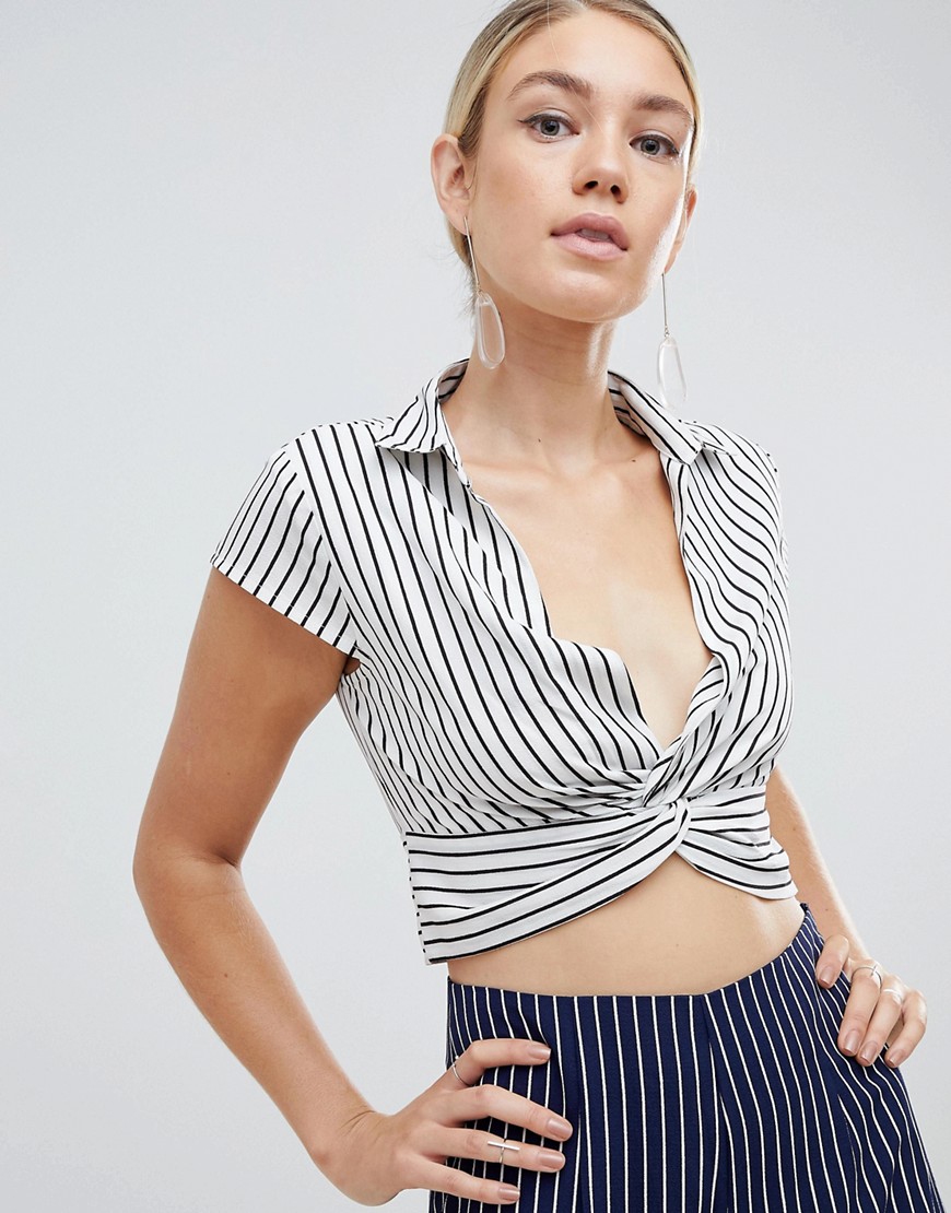 Parallel Lines twist front blouse in stripe co-ord