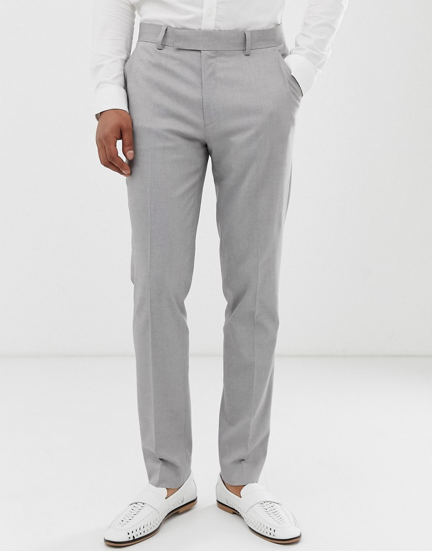 Asos Design Skinny Smart Pants In Gray Pv Oxford