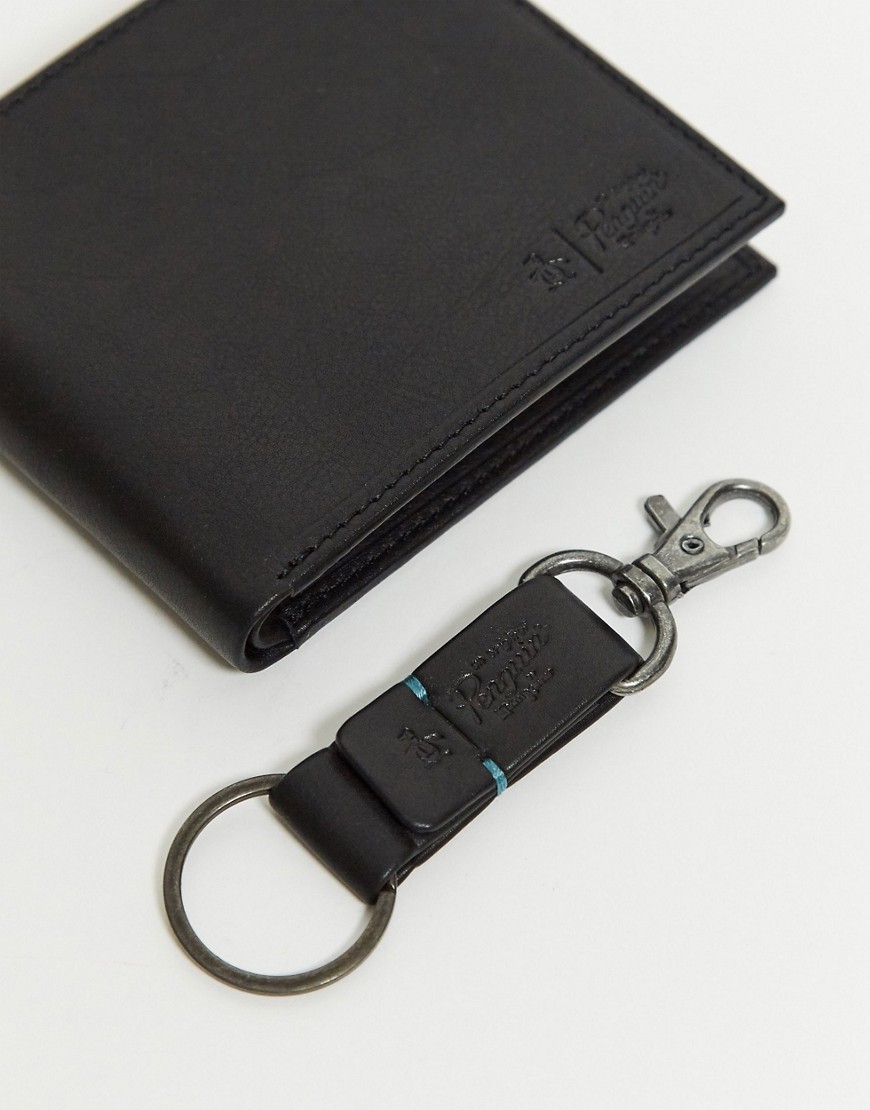 Original Penguin leather wallet and keyring gift set
