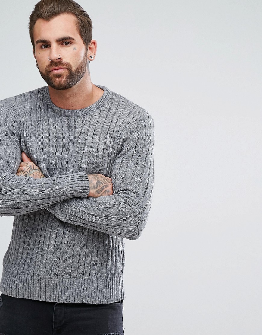 Ringspun Cable Block Knitted Jumper - Grey