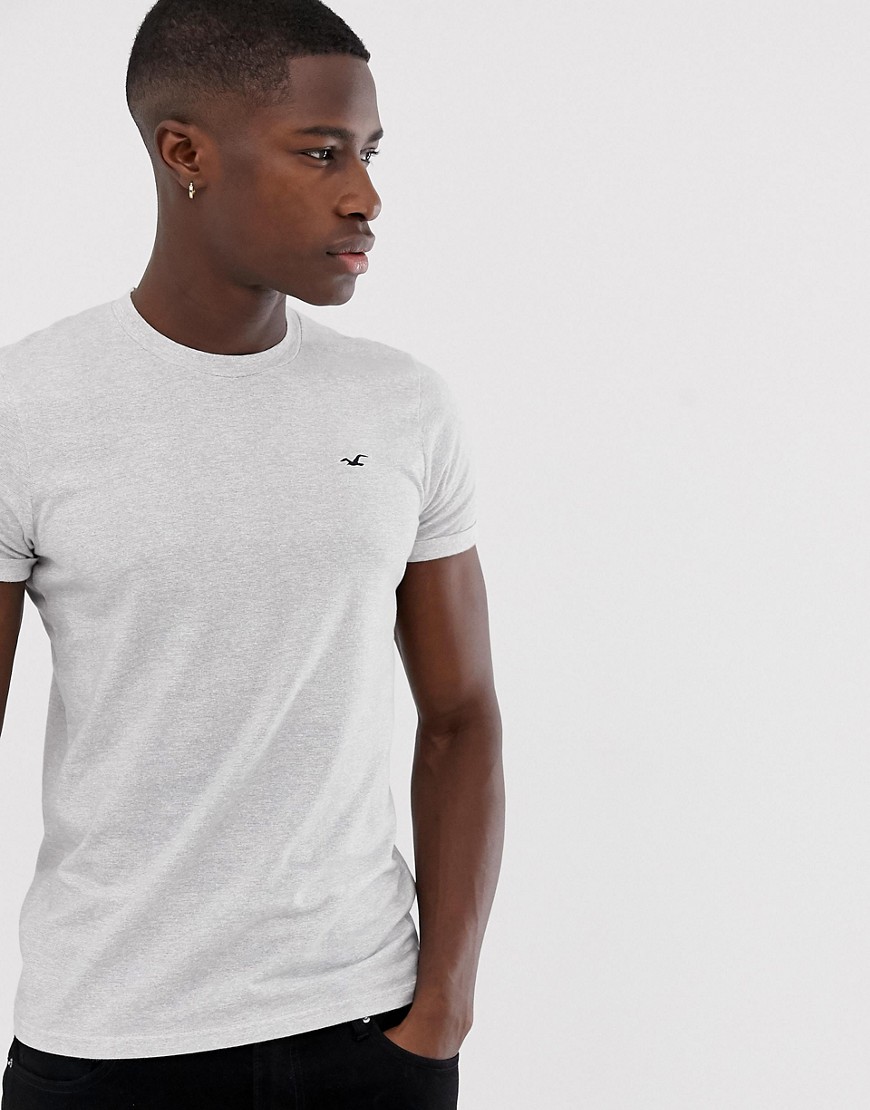Hollister icon logo slim fit t-shirt in white streaky marl