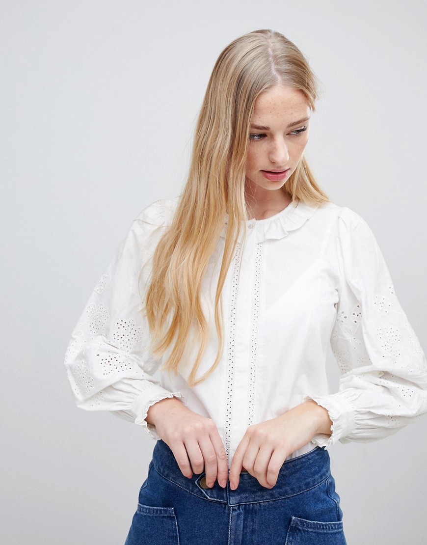 Intropia broderie blouse with ruffle collar