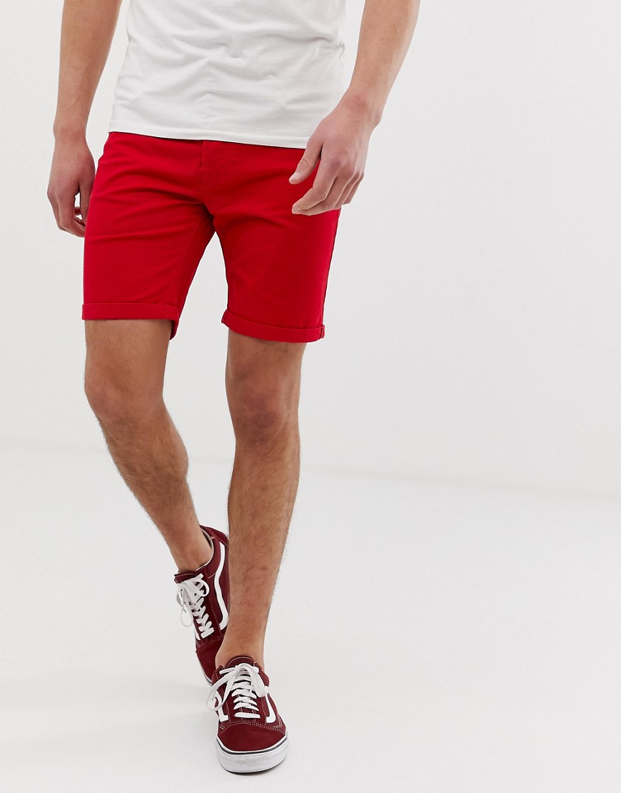 Jack & Jones 5 pocket shorts in red
