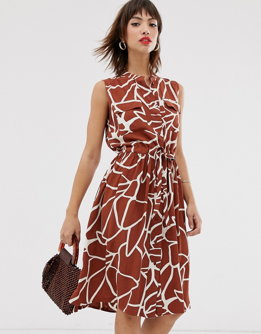 Y.A.S sleeveless abstract print dress with utility pockets