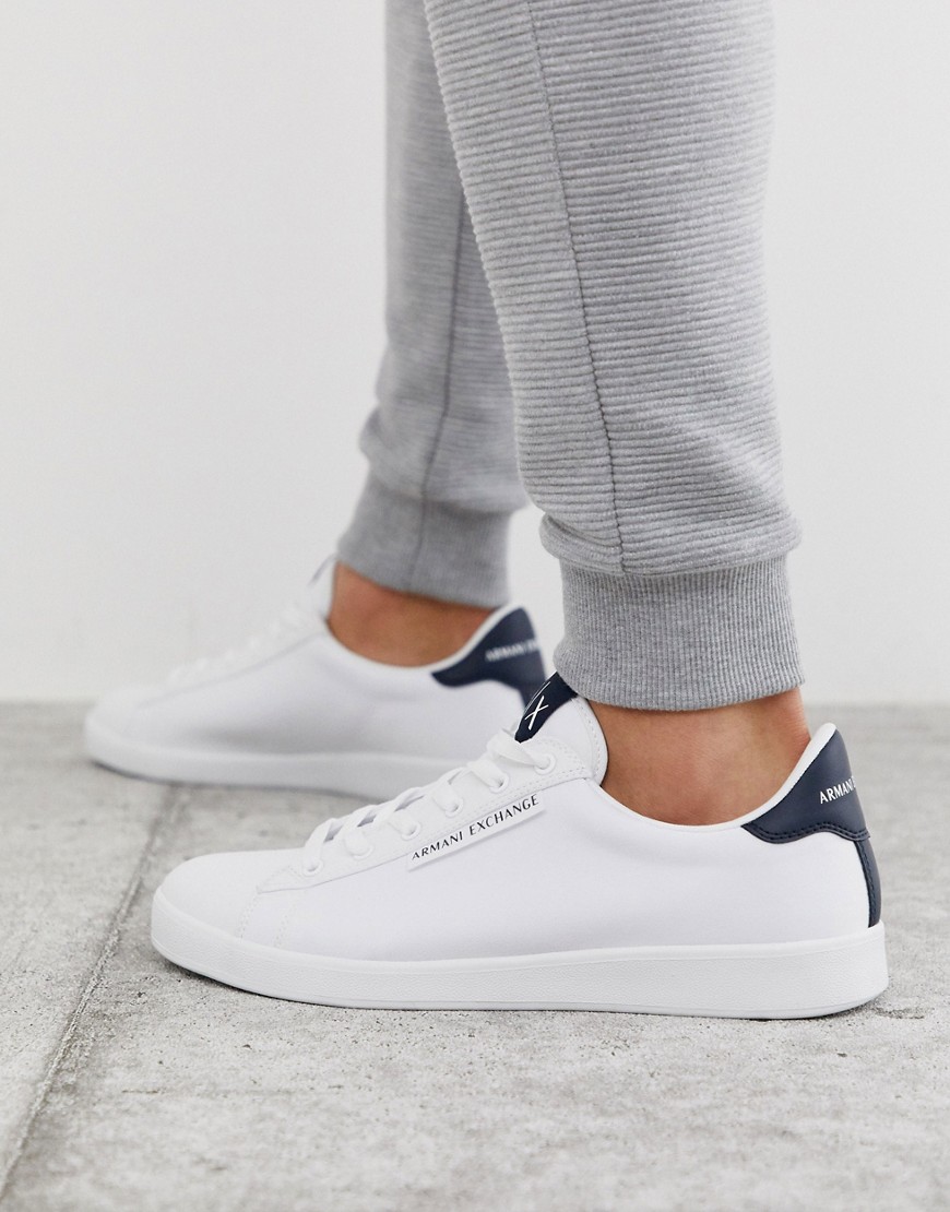 Armani Exchange trainers in white with navy inserts