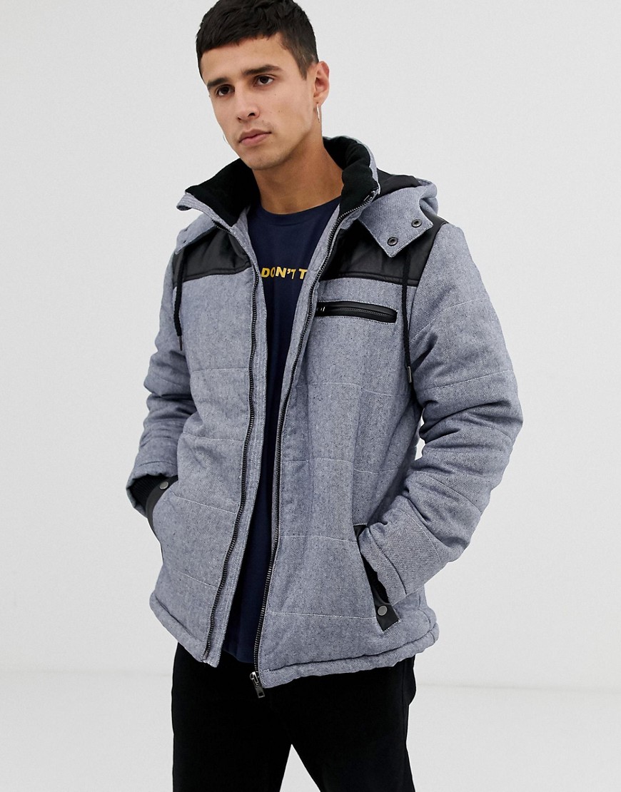 Another Influence Zip Through Hooded Quilted Jacket