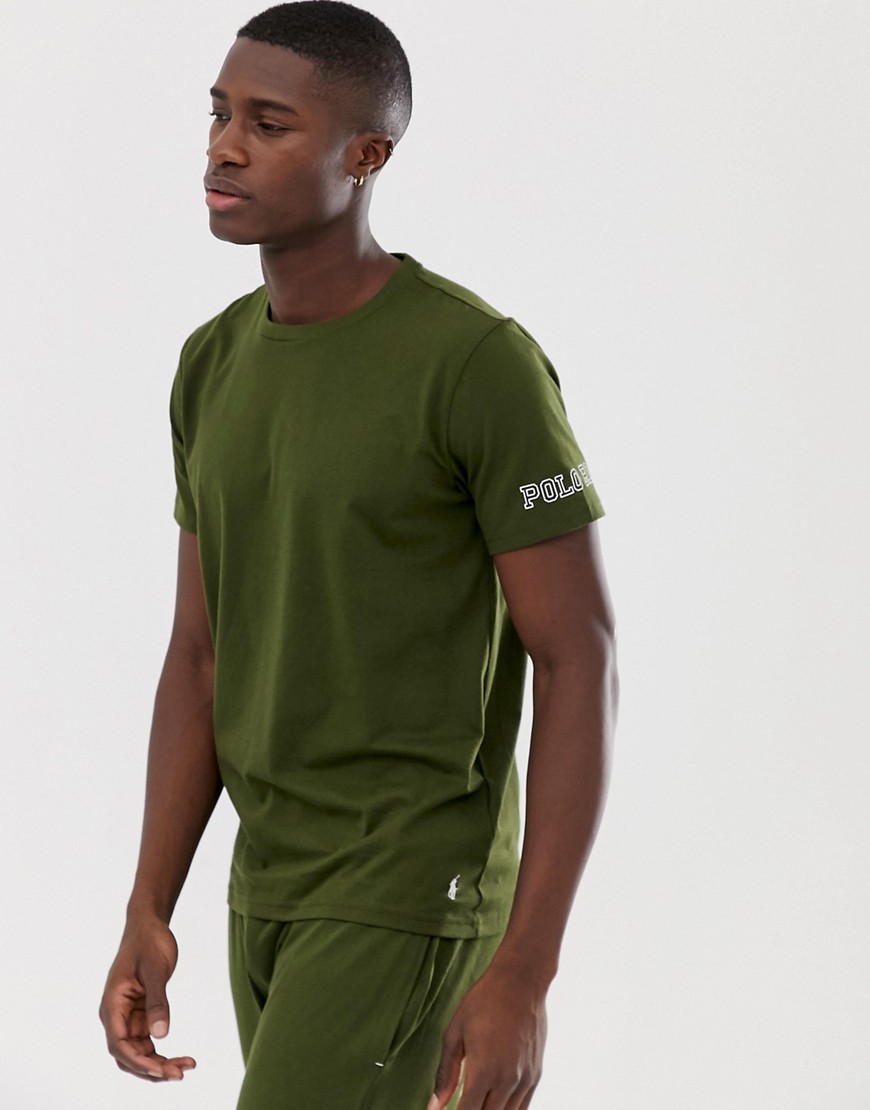 Polo Ralph Lauren soft cotton crew neck t-shirt with Polo RL sleeve logo in olive