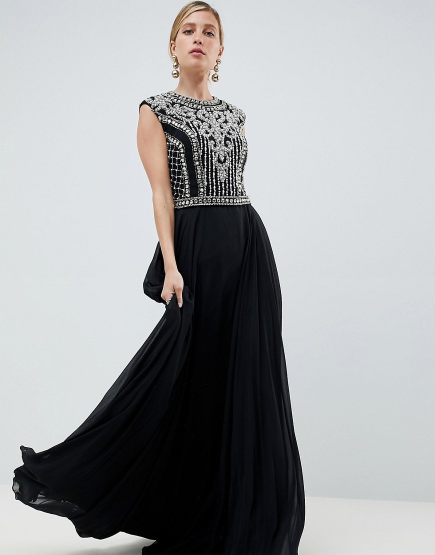 Jovani Heavily Embellished Maxi Dress - Black