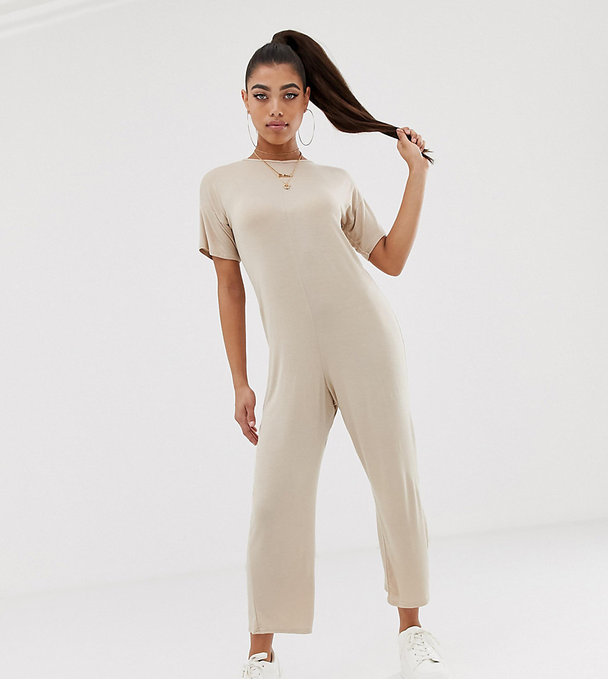 PrettyLittleThing relaxed culotte jumpsuit in nude