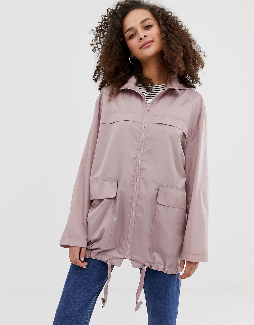Asos Design Rain Jacket In Pink | ModeSens