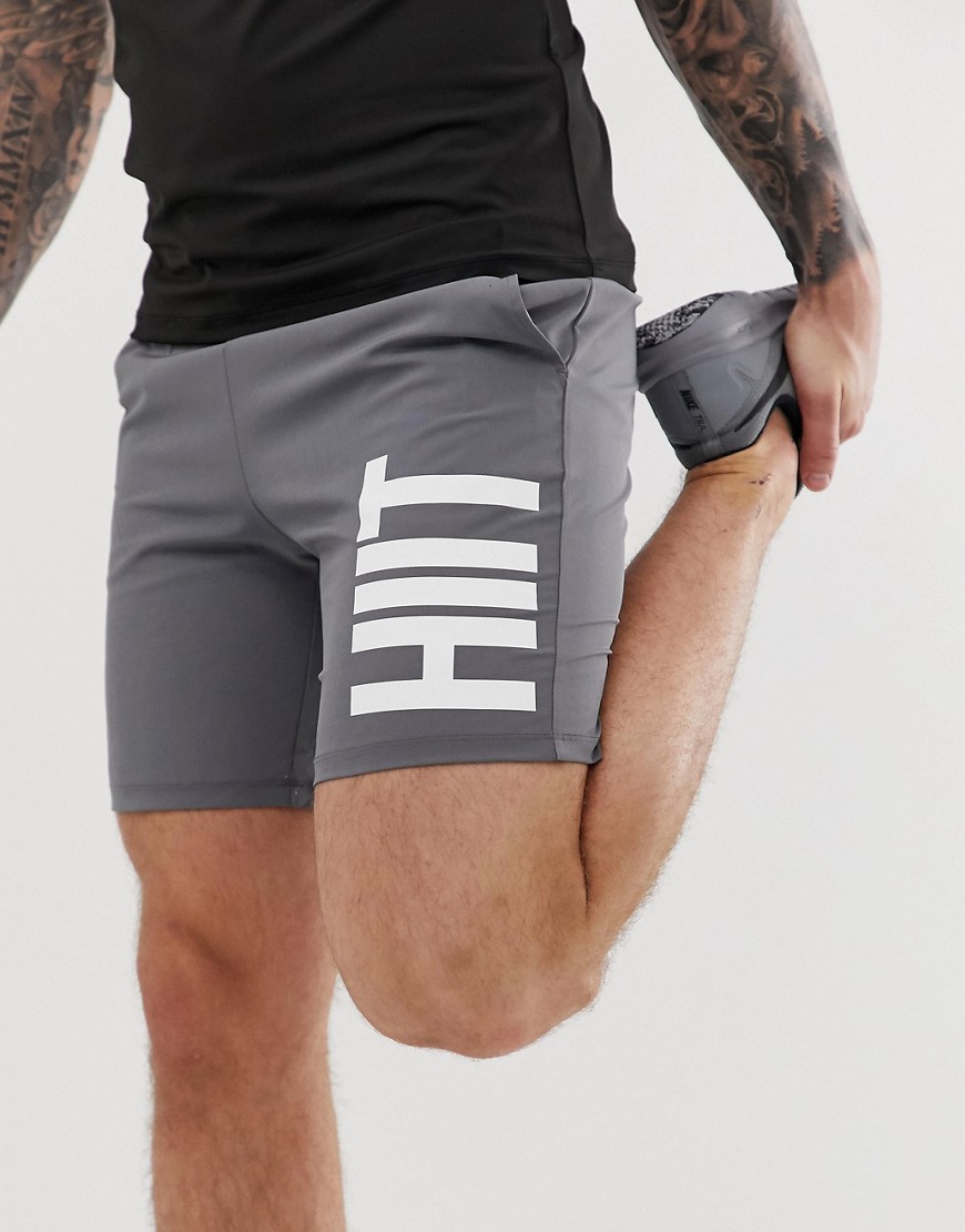 HIIT logo woven shorts in grey