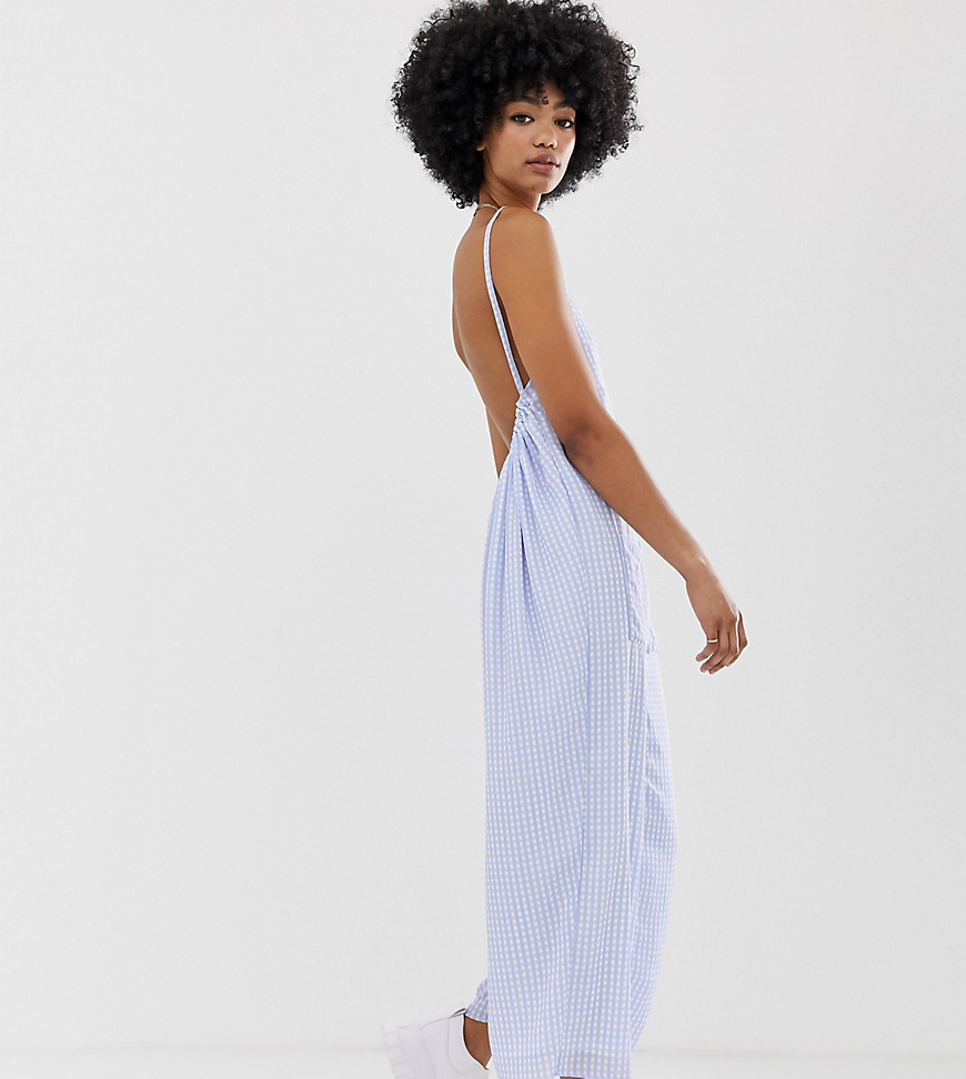 Another Reason relaxed jumpsuit with backless ruching detail