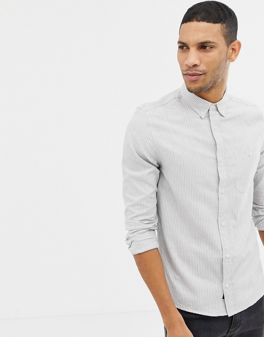 Burton Menswear shirt in light grey pinstripe