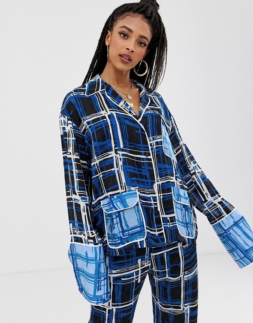 House Of Holland checked panelled co-ord shirt