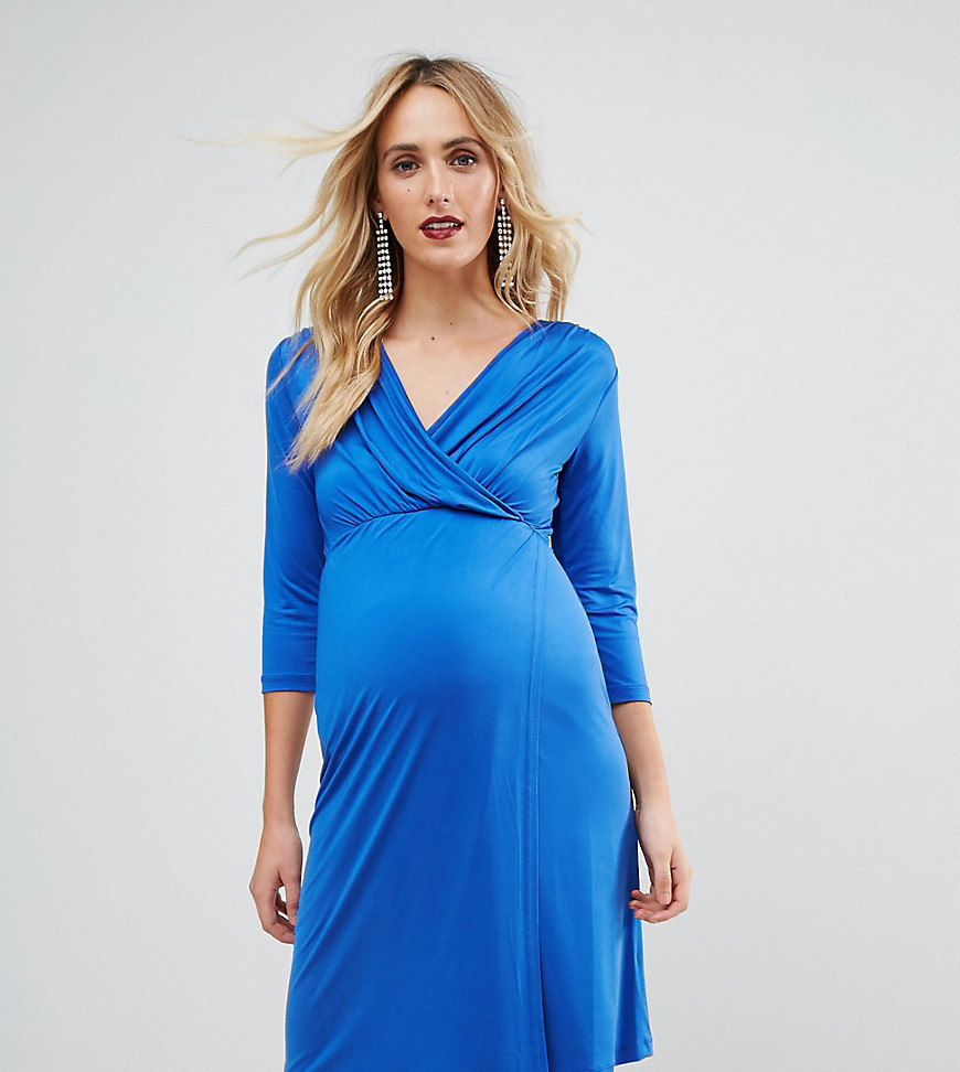 ASOS Maternity NURSING Slinky Wrap Dress - Blue