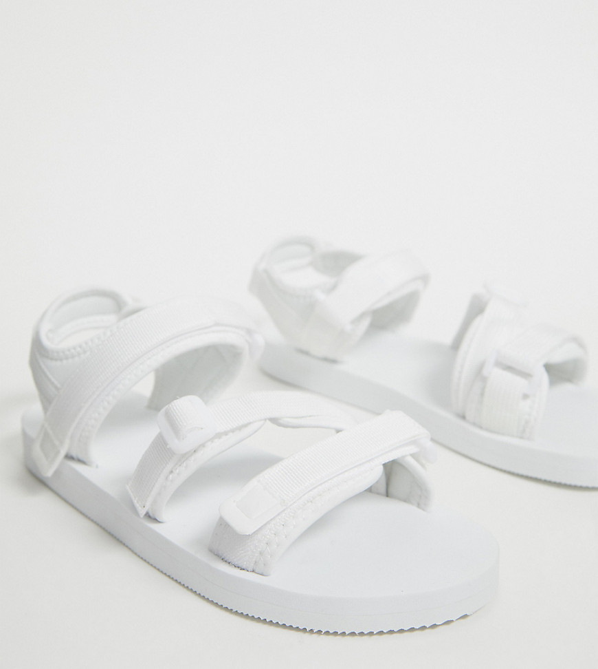 ASOS DESIGN Wide Fit tech sandals in white with tape straps