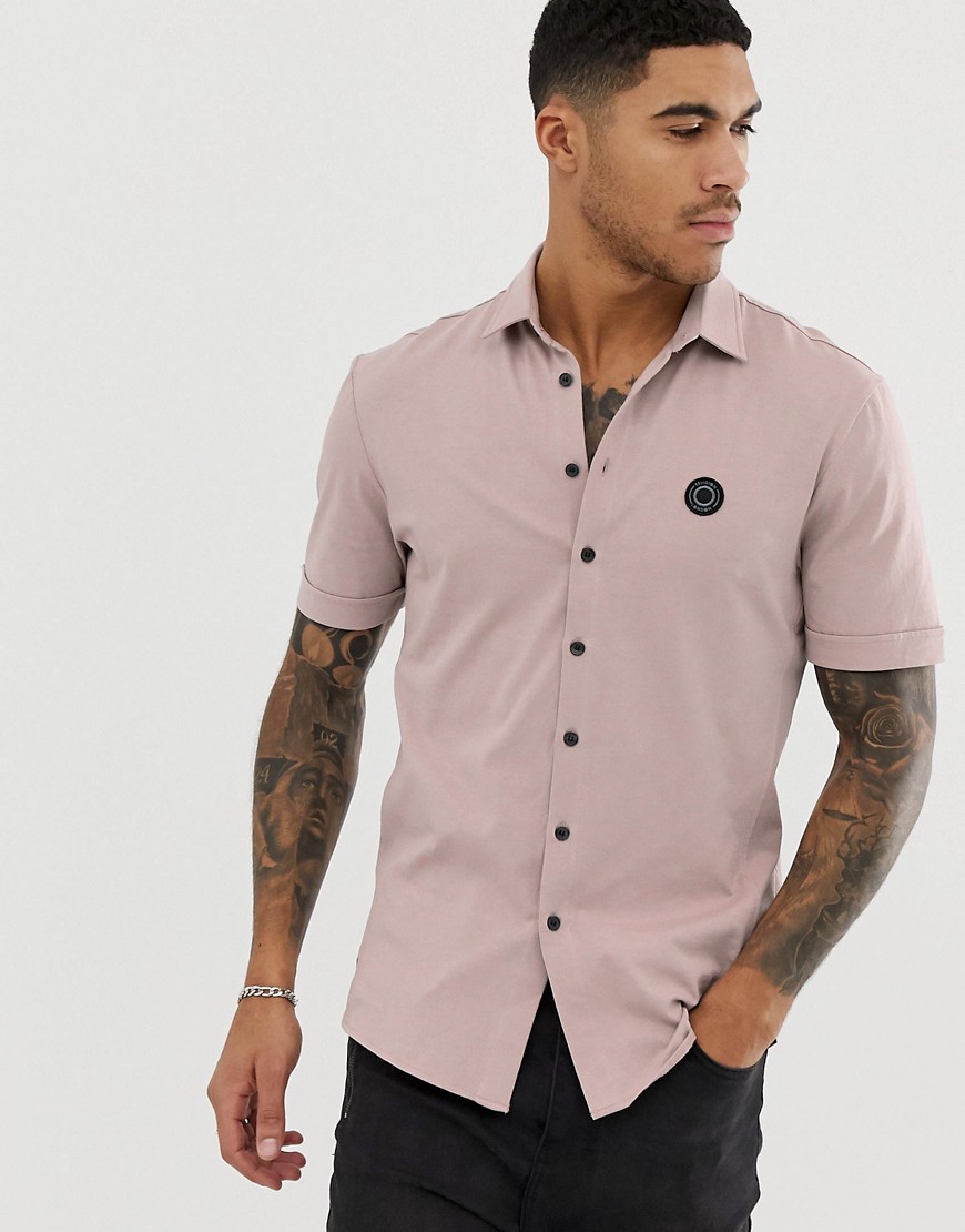 Religion jersey shirt with logo in pink