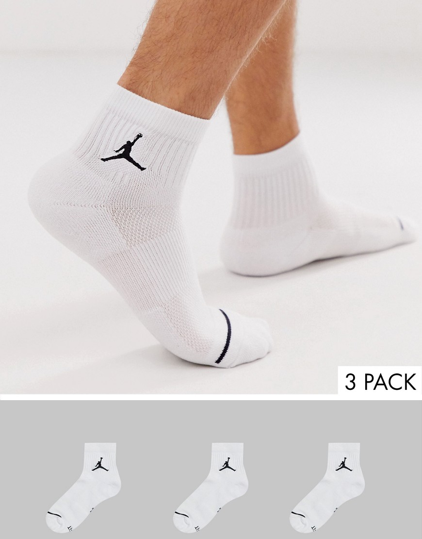 Nike Jordan 3 pack ankle socks with logo in white