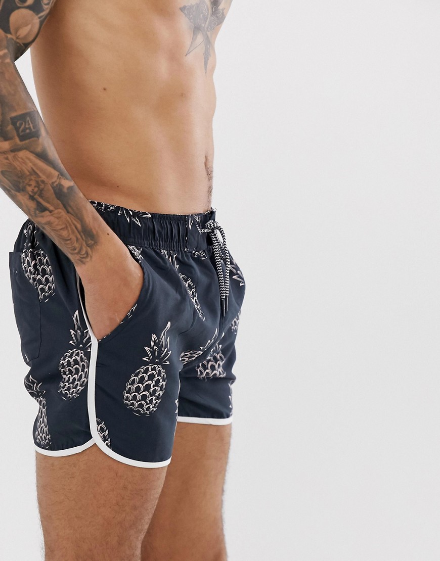 Soul Star pineapple print swim shorts
