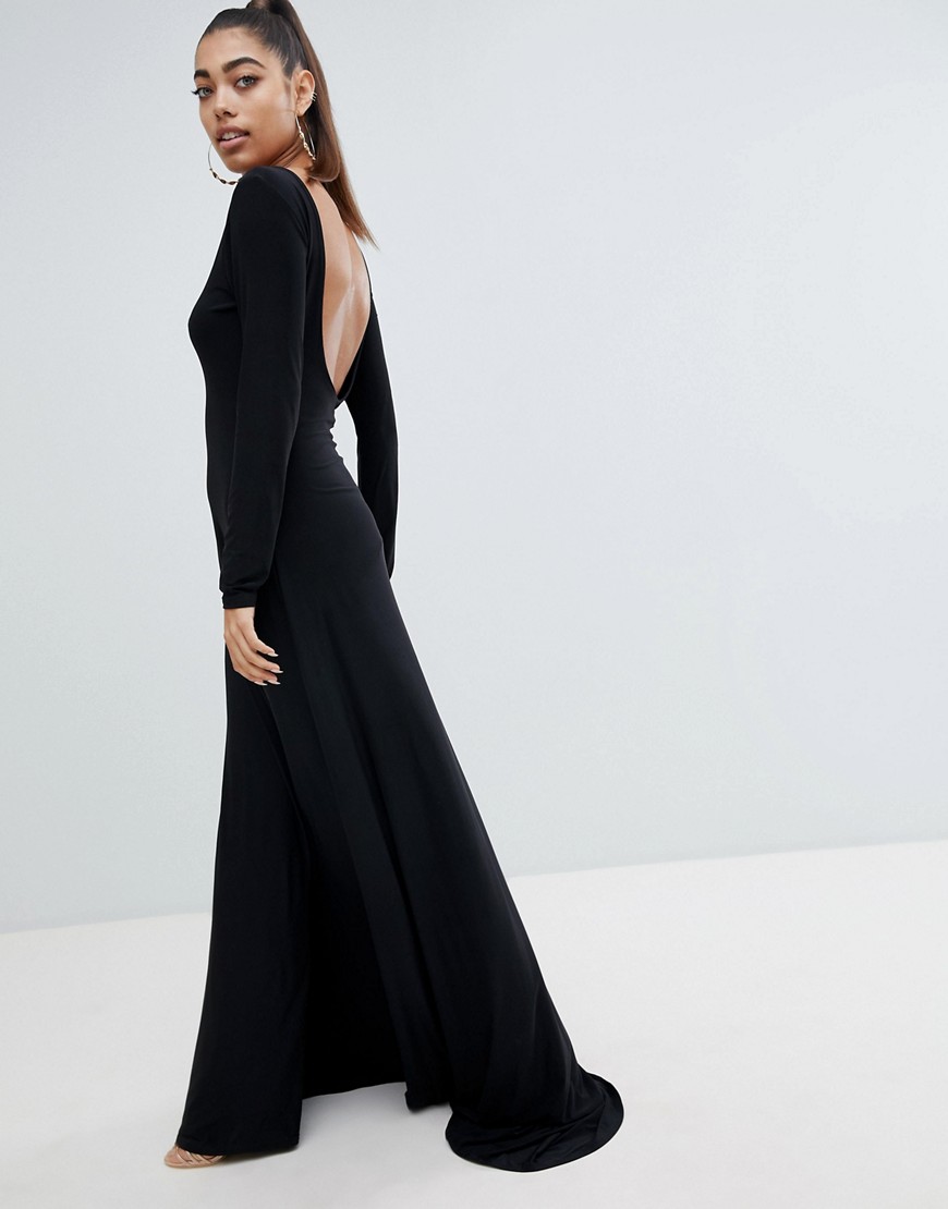 Fashionkilla open back maxi dress in black