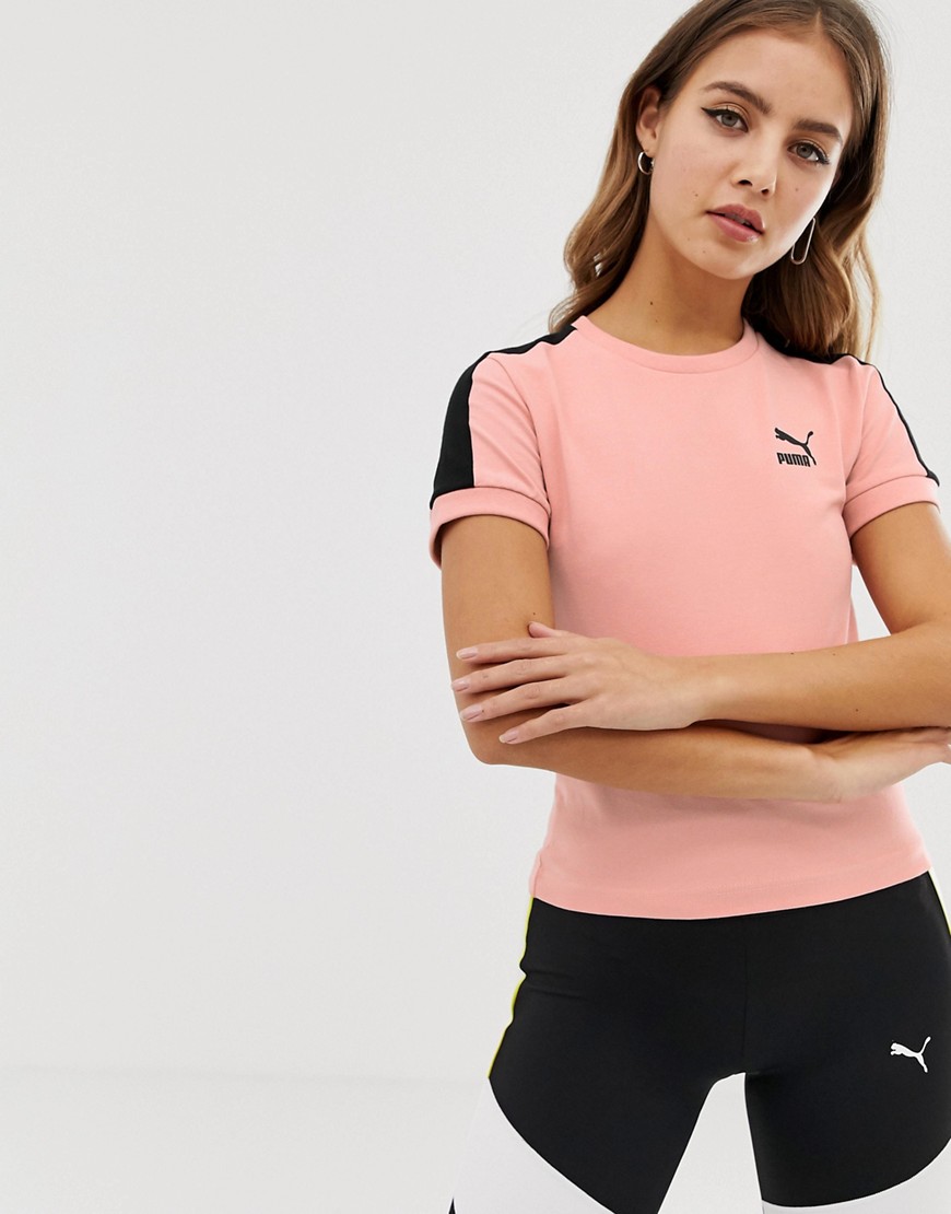 Puma Exlcusive classics logo fitted pink t-shirt