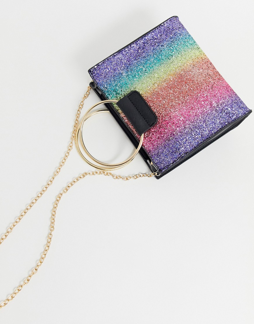 Yoki Rainbow Glitter Cross Body Bag