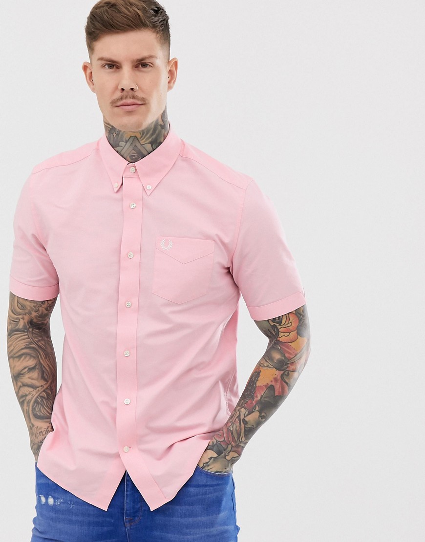 Fred Perry Short Sleeve Oxford Shirt In Pink