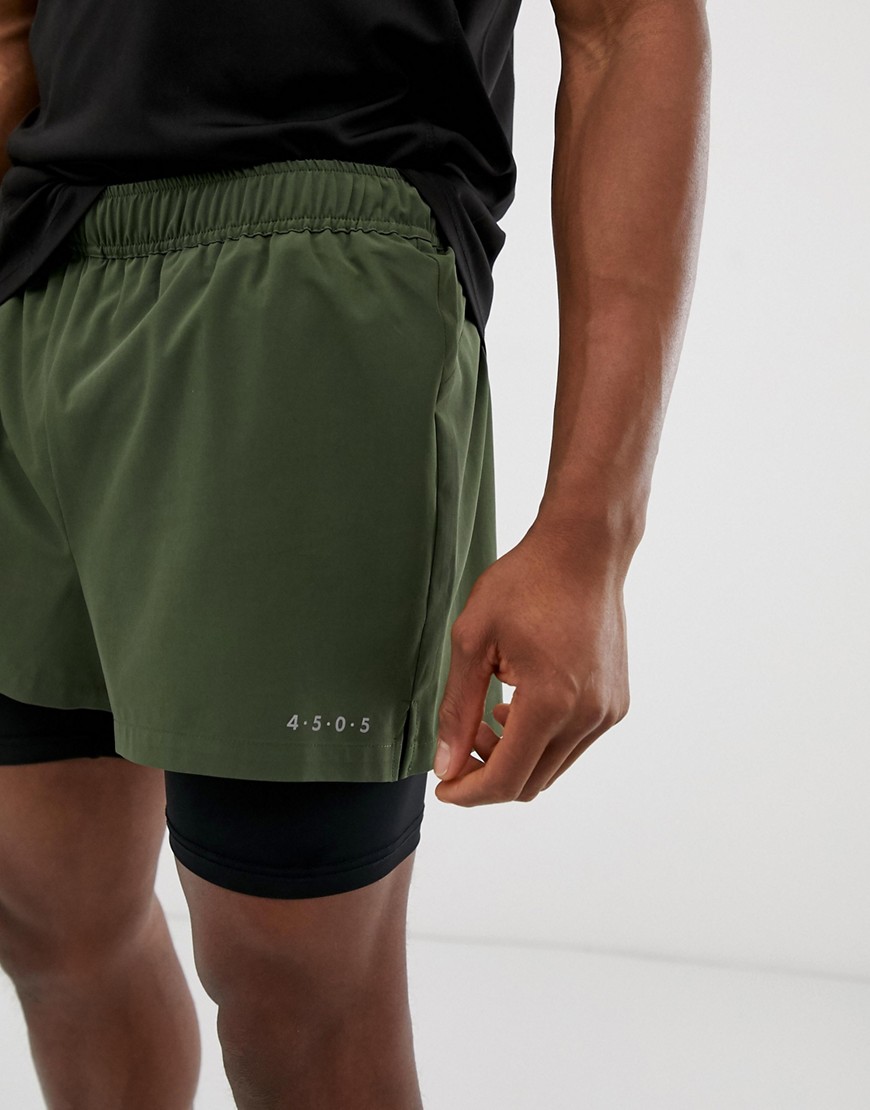 ASOS 4505 training 2 in 1 shorts in khaki with quick dry