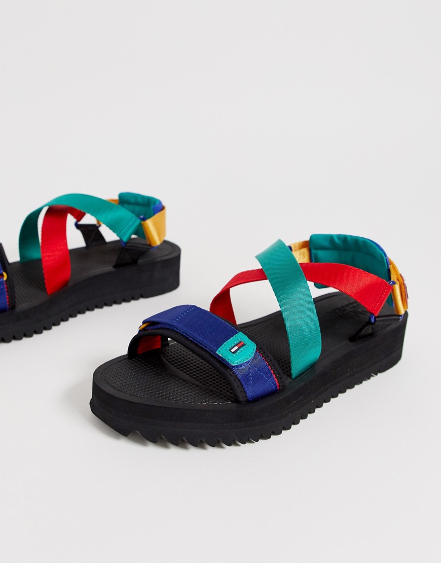 Tommy Jeans sandal with bright straps in black