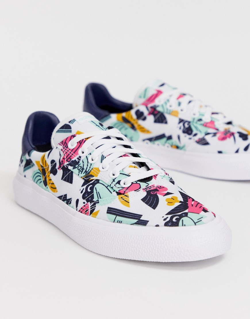 adidas Skateboarding 3MC trainers with all over print in white