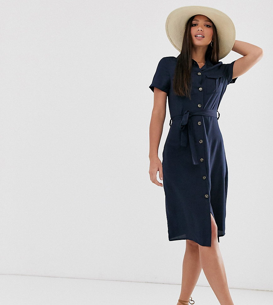 Brave Soul Tall marty tie front shirt dress