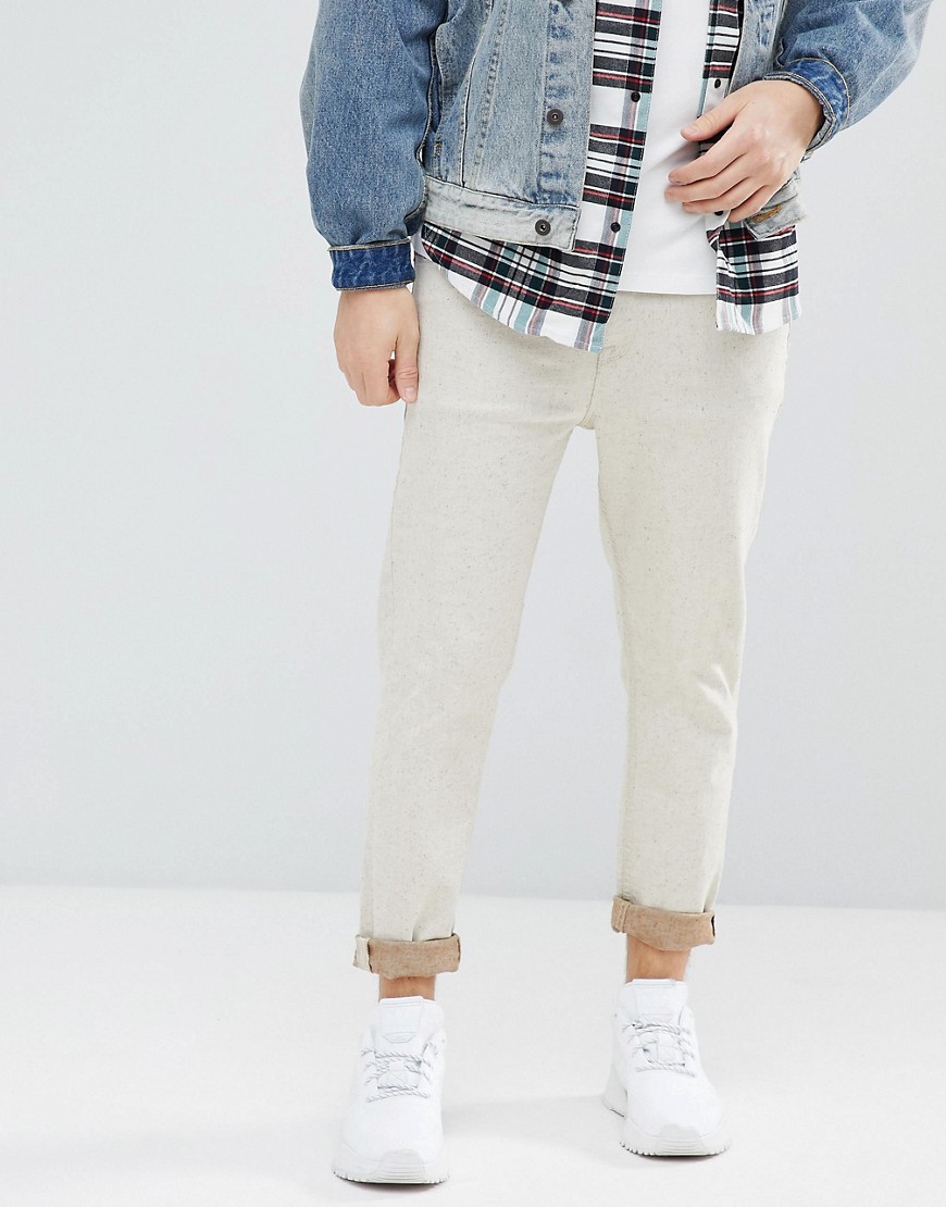 ASOS Tapered Jeans In Ecru Nep