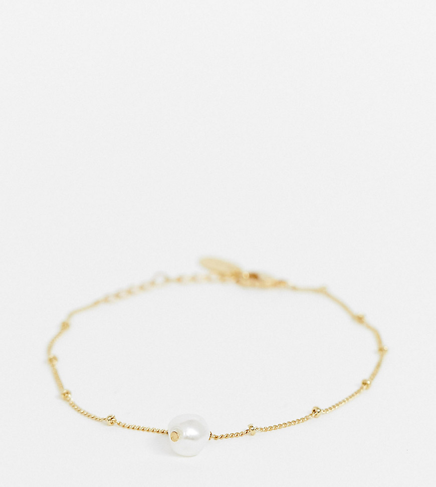 Orelia gold plated satelite chain faux pearl detail bracelet