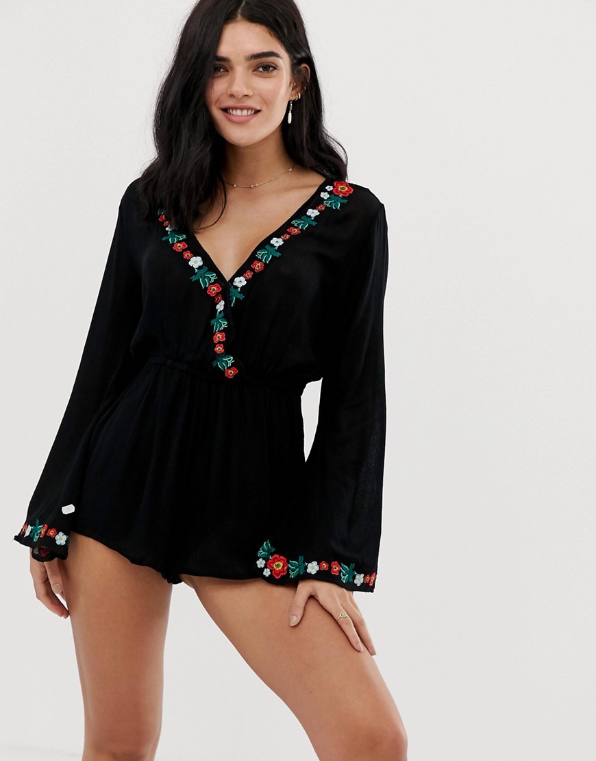 South Beach embroidered beach playsuit