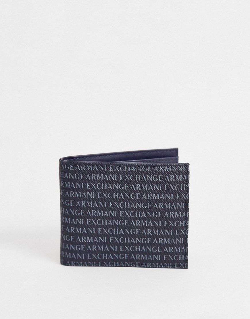 Armani Exchange all over logo wallet in navy