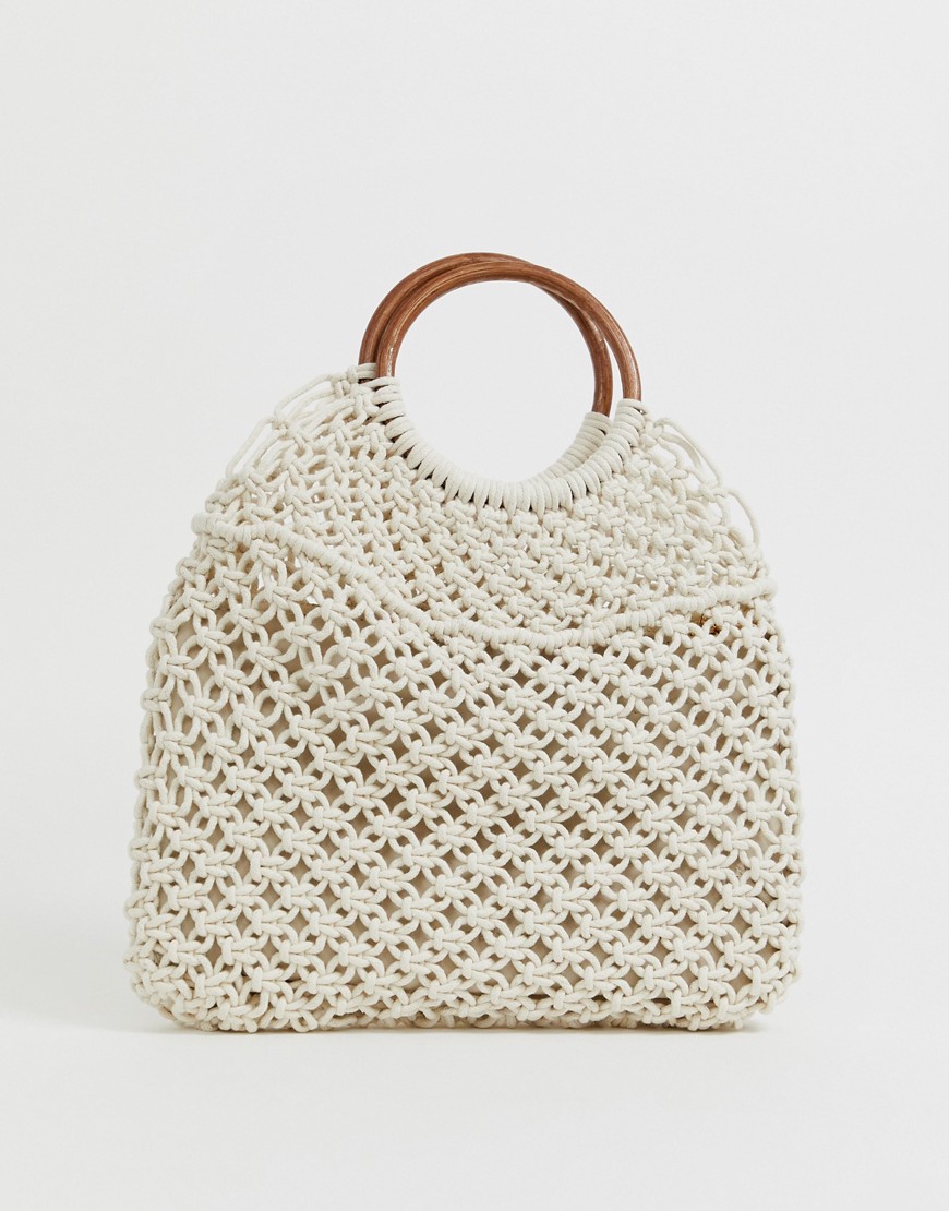 Melie Bianco crochet shopper with ring handles