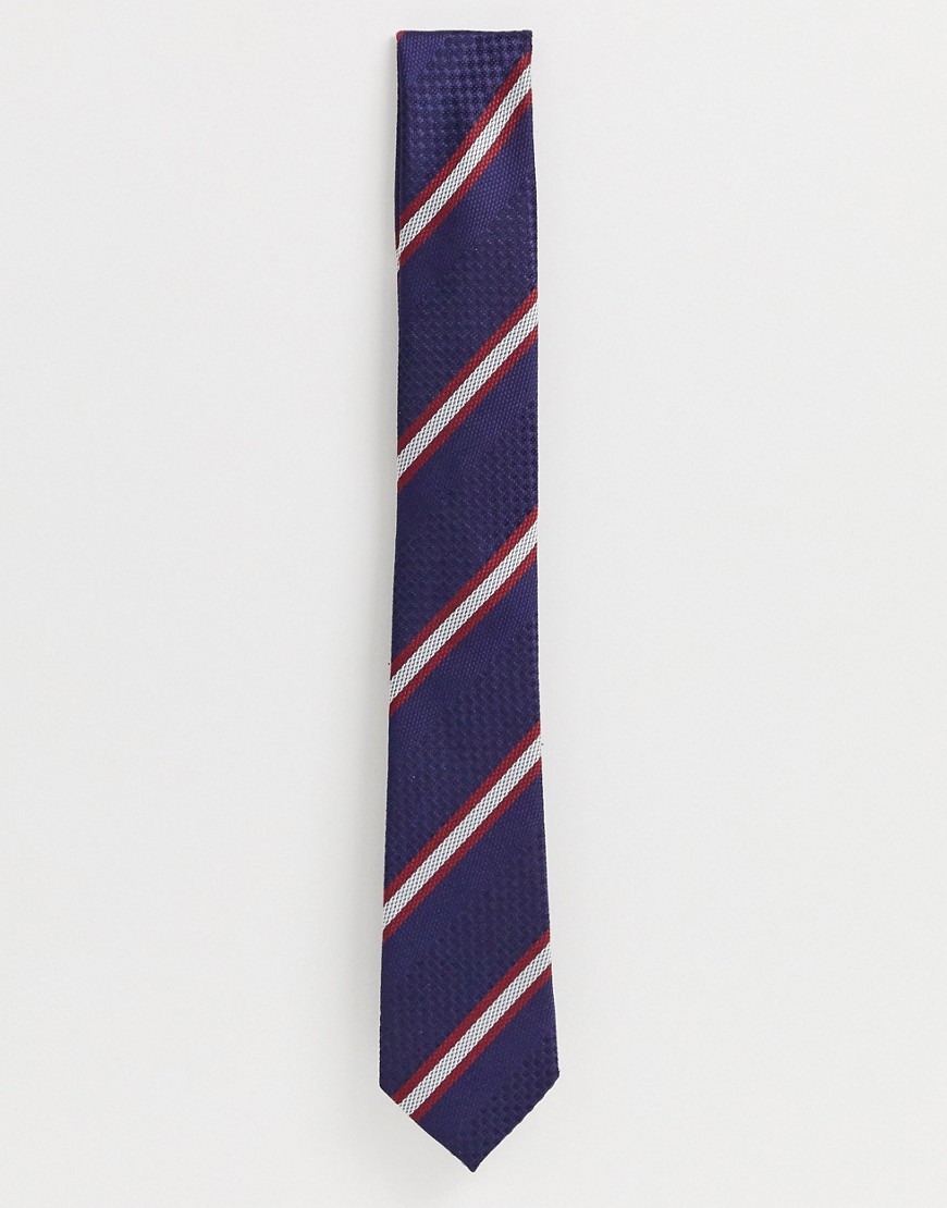 Burton Menswear tie in navy & red stripe