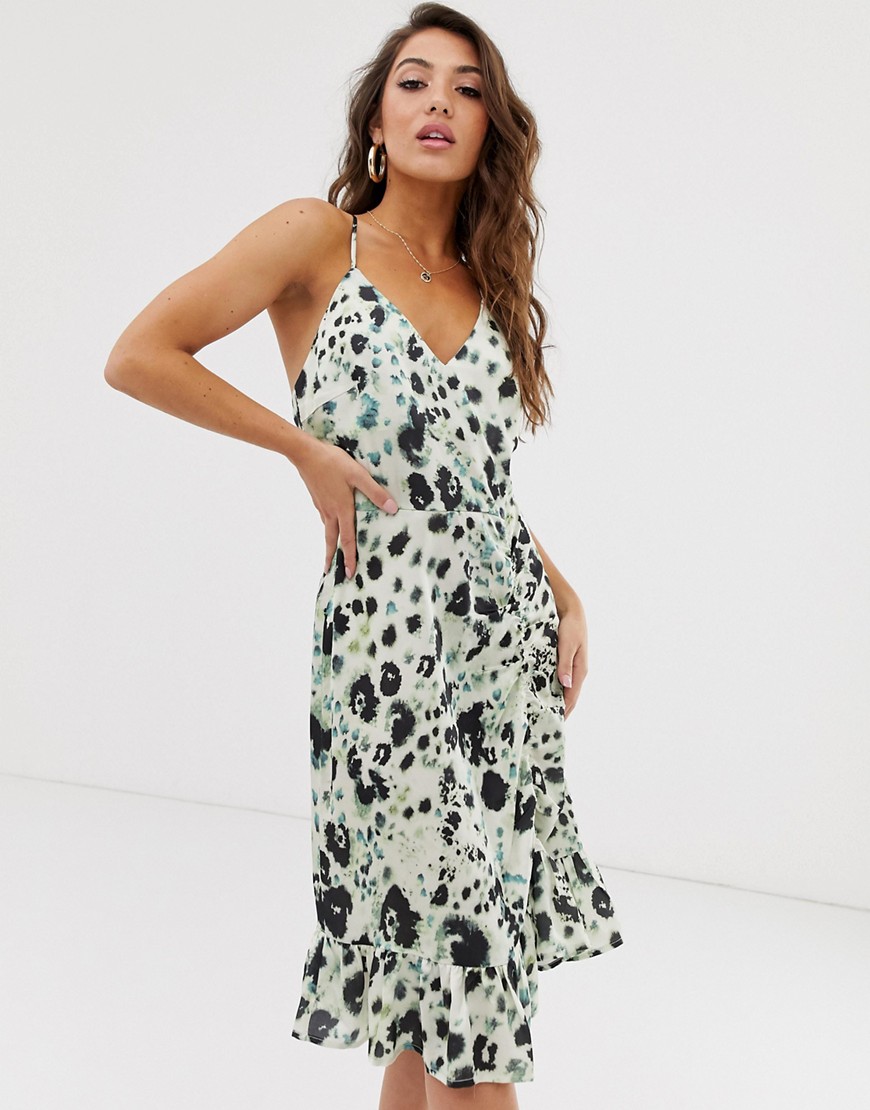 Na-kd Floral Print Frill Dress In Green | ModeSens