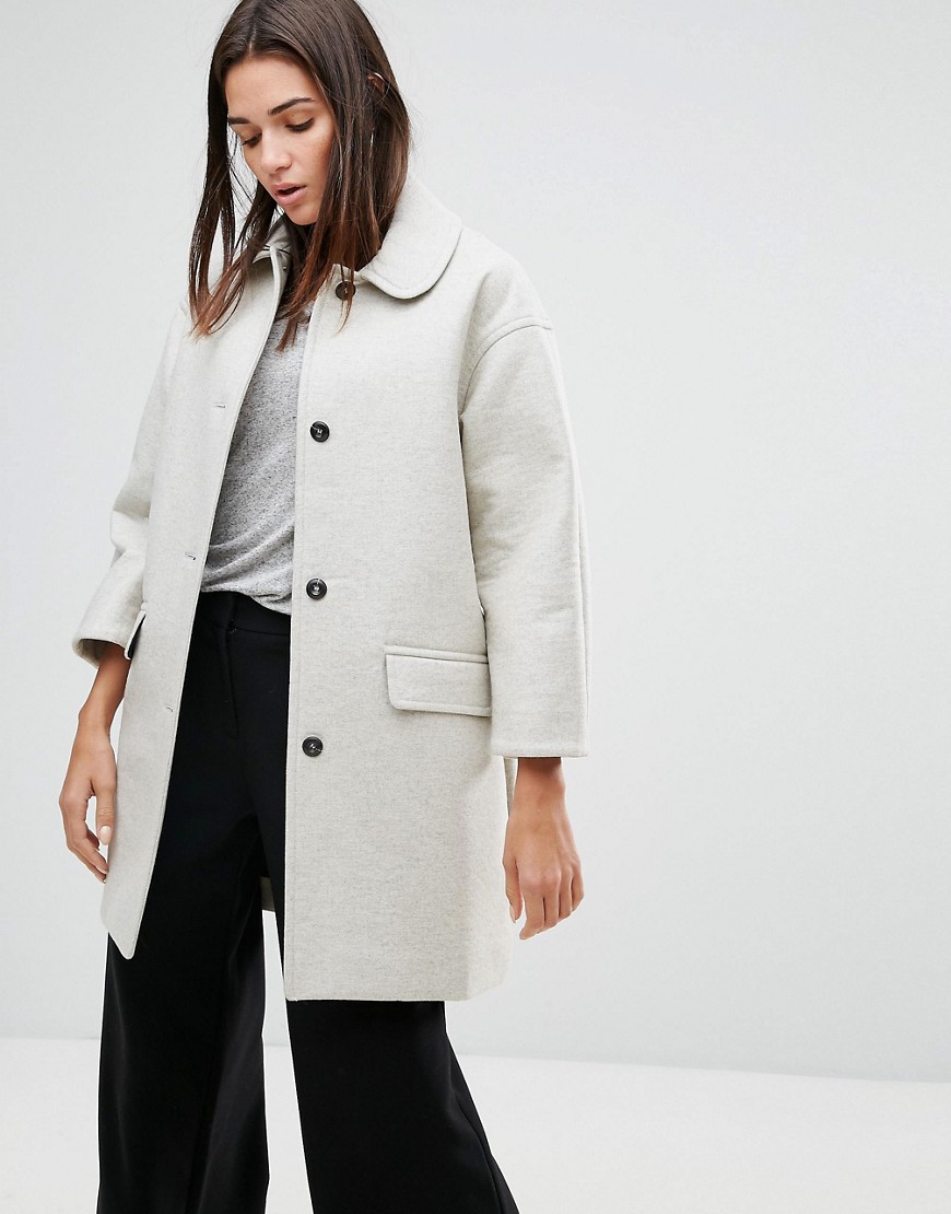 YMC Neoprene Wool Blend Coat - Off white