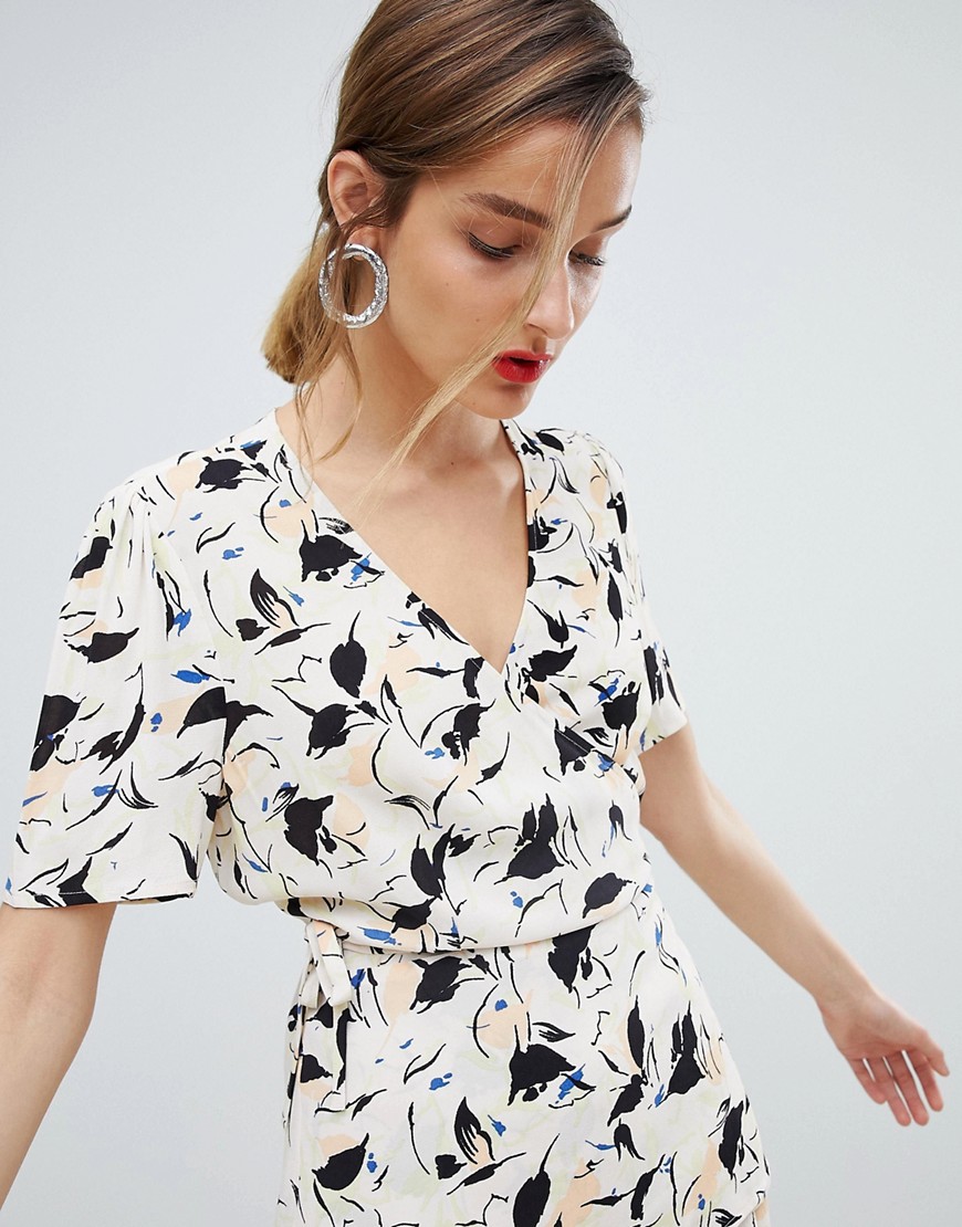 Selected Femme Floral Print Wrap Blouse Co-ord