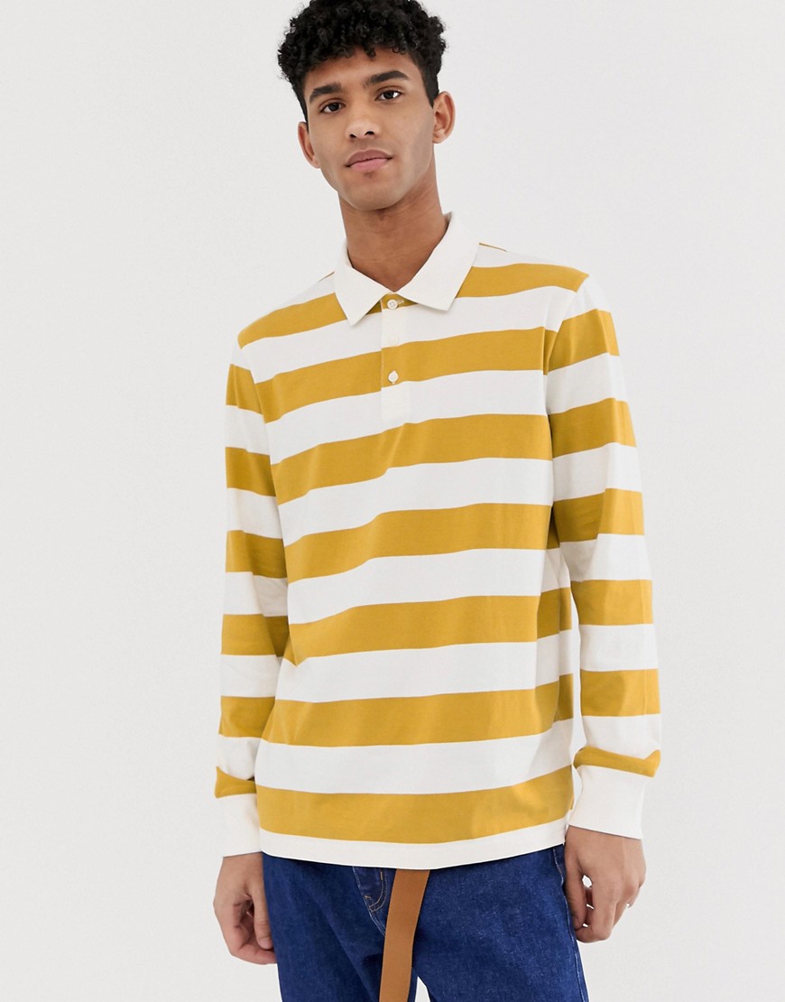 Weekday elmer striped polo in yellow