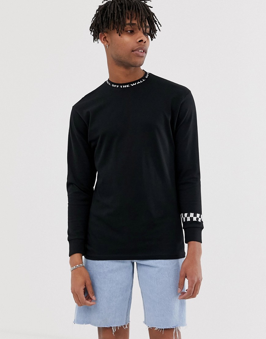 Vans long sleeve t-shirt with knit collar in black