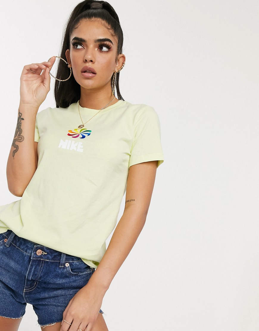 Nike luminous green rainbow wheel t-shirt