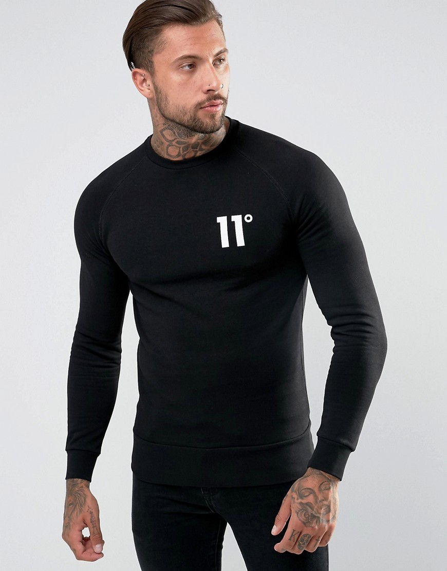 11 Degrees Sweatshirt In Black With Logo - Black