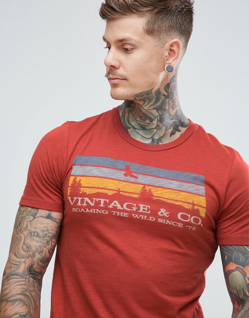 Jack & Jones Vintage T-Shirt In Slim Fit With Vintage Graphic - Chilli oil