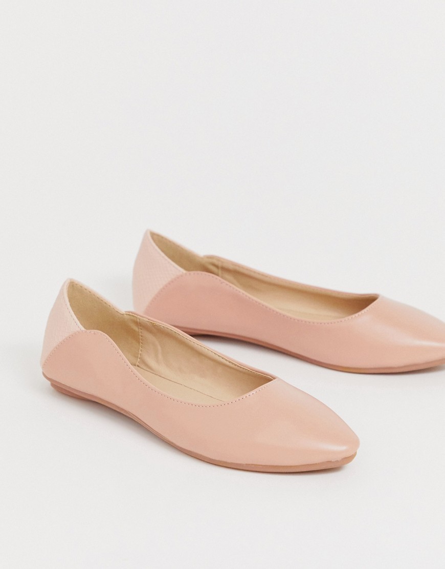 Lost Ink curved flat ballerina shoes