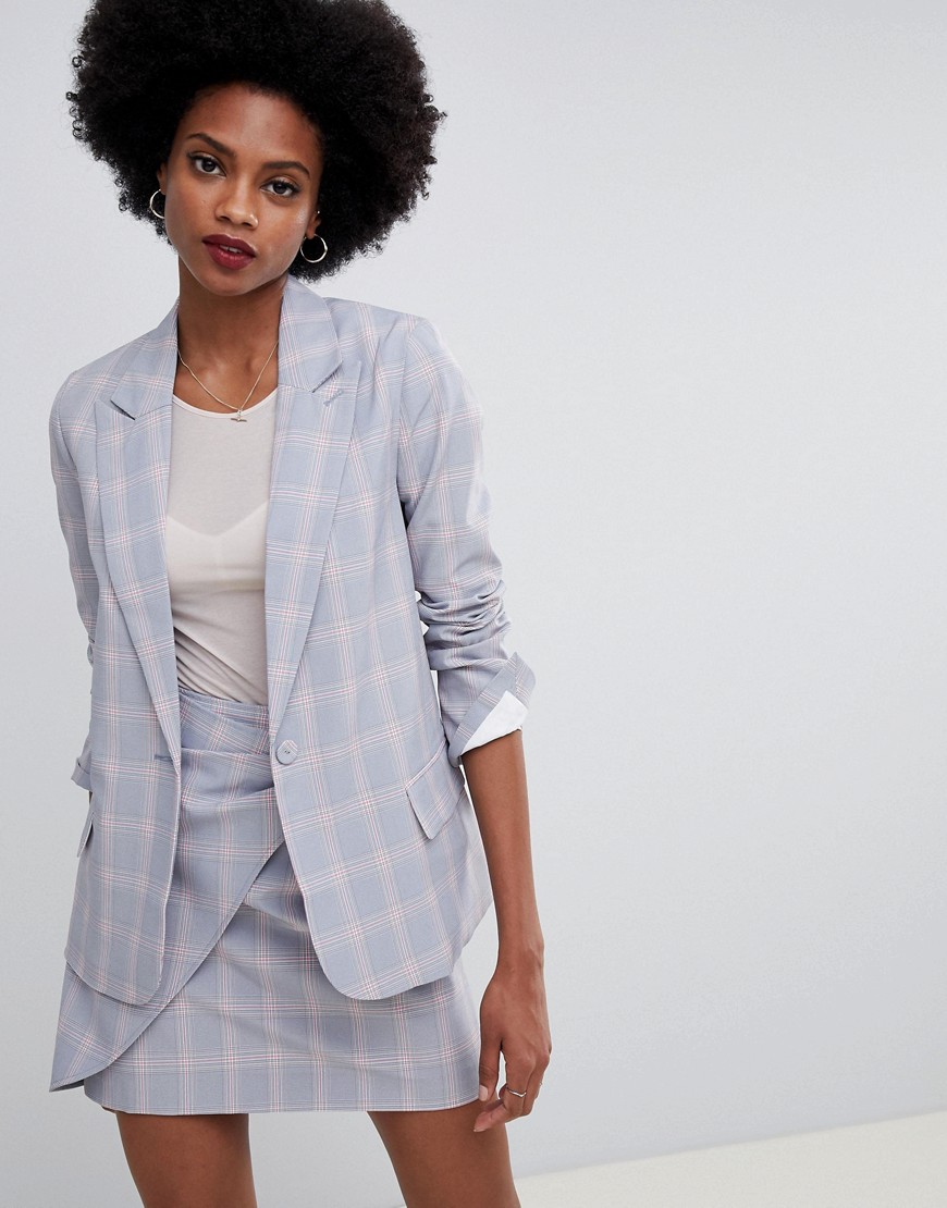 Oasis tailored blazer in grey check
